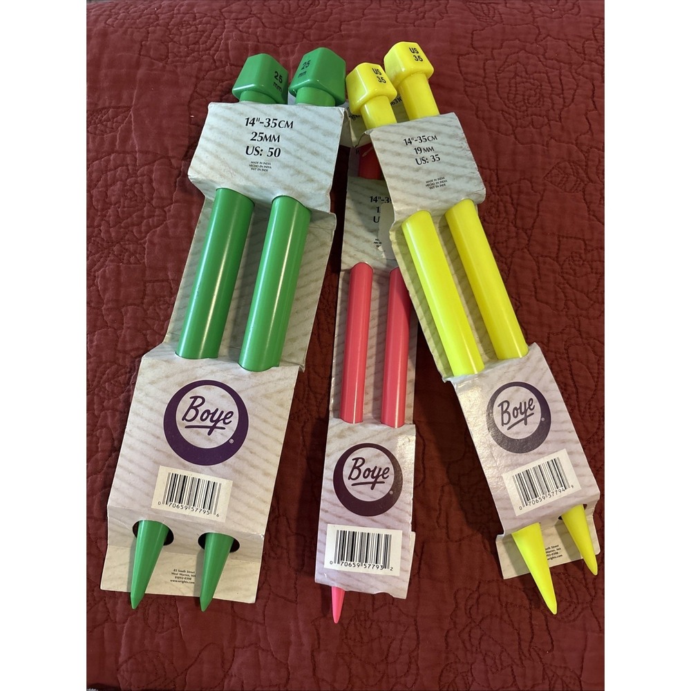 Boye Knitting Needles 3 Sets Various Sizes New In Packaging15, 19 And 25 mm